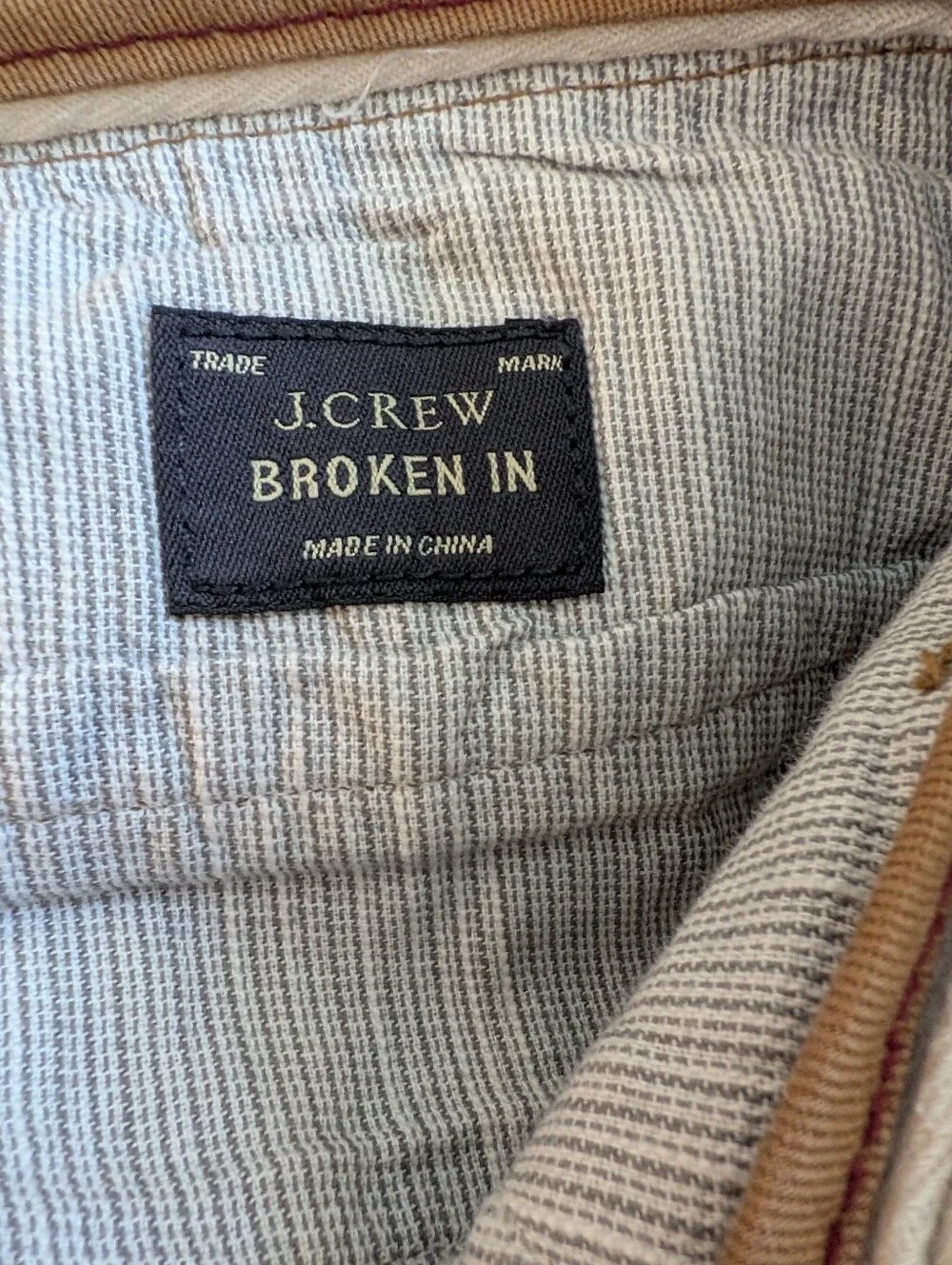 J.Crew Broken In Urban Slim Men Chino Pants Tan Brown Size 32x32 Casual Work